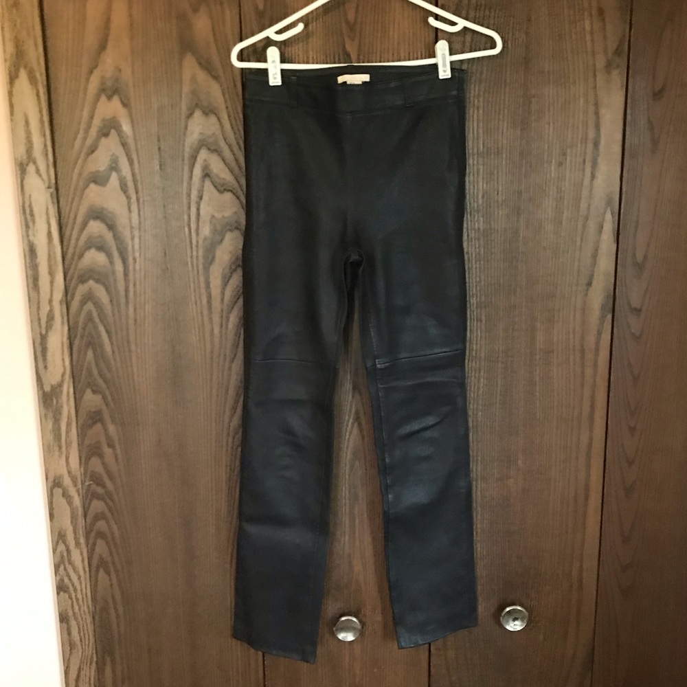 H&M Black Real Leather Pants